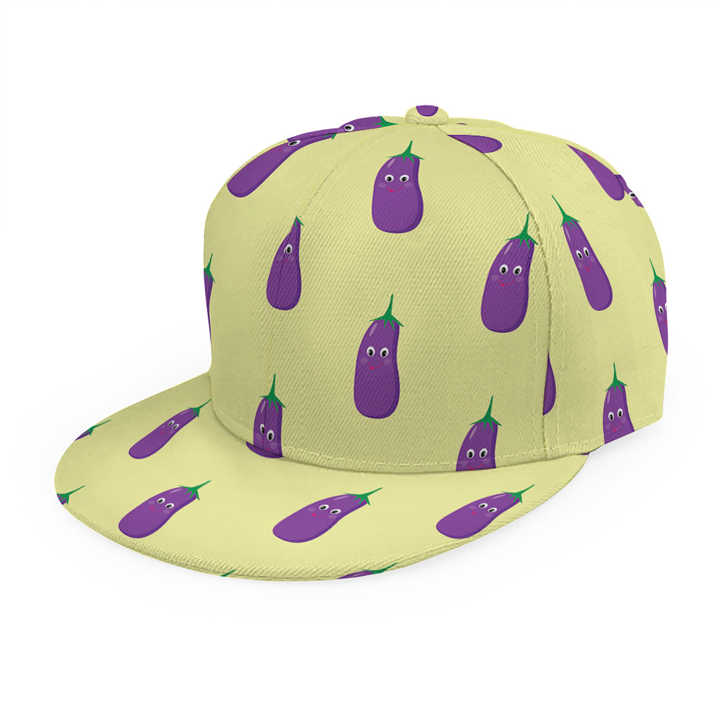 Cute Eggplant Pattern Print Snapback Cap