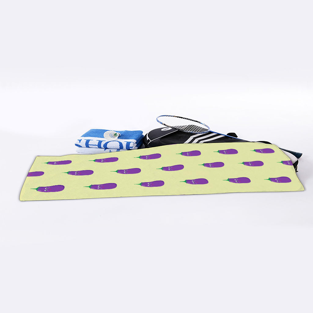 Cute Eggplant Pattern Print Sports Towel