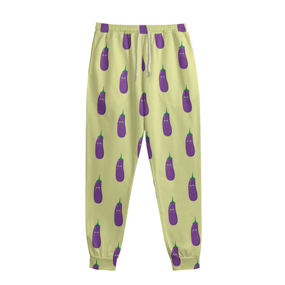 Cute Eggplant Pattern Print Sweatpants