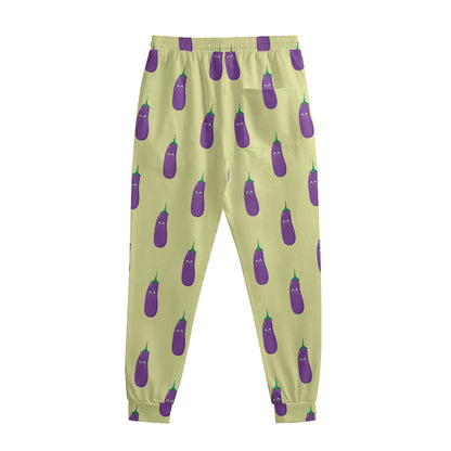 Cute Eggplant Pattern Print Sweatpants