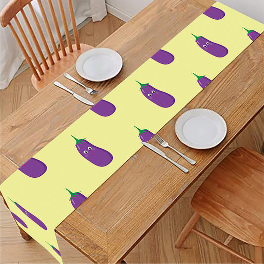 Cute Eggplant Pattern Print Table Runner