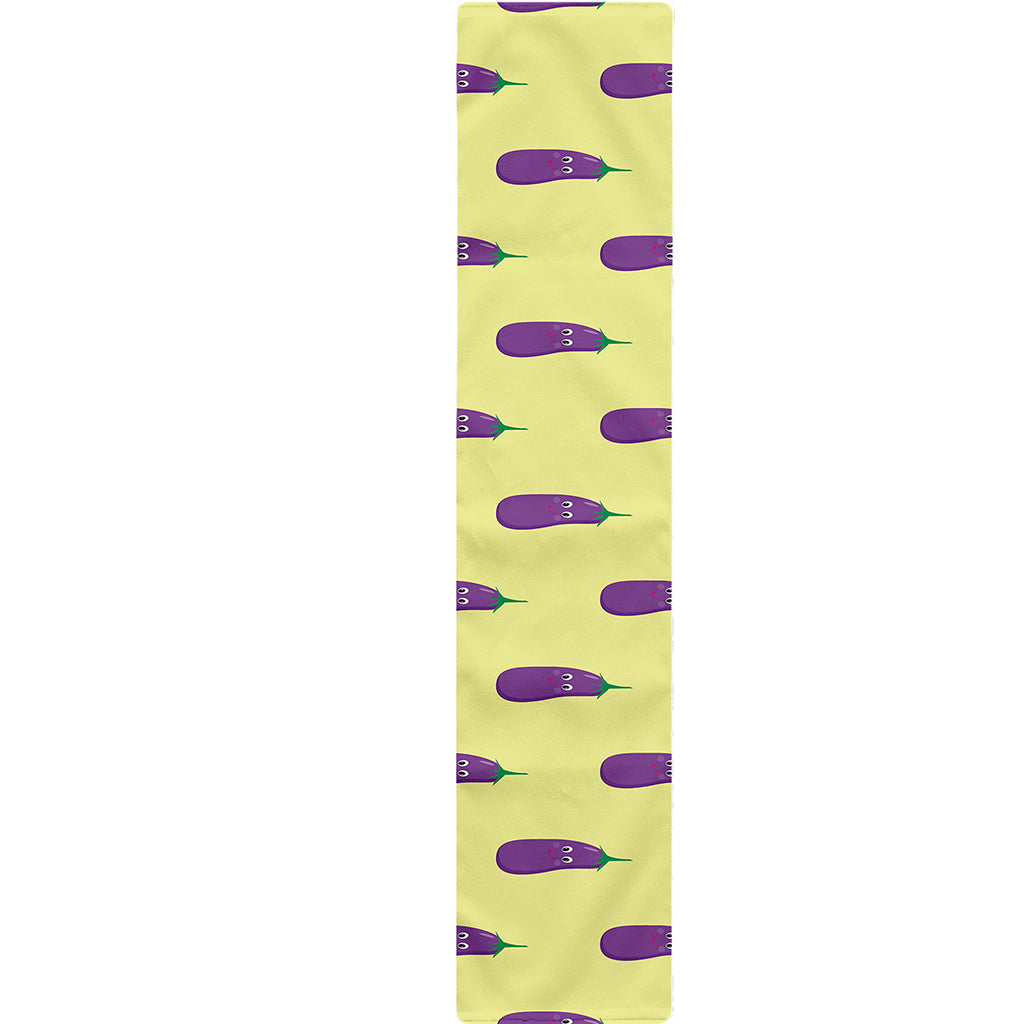 Cute Eggplant Pattern Print Table Runner