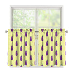 Cute Eggplant Pattern Print Tier Curtains