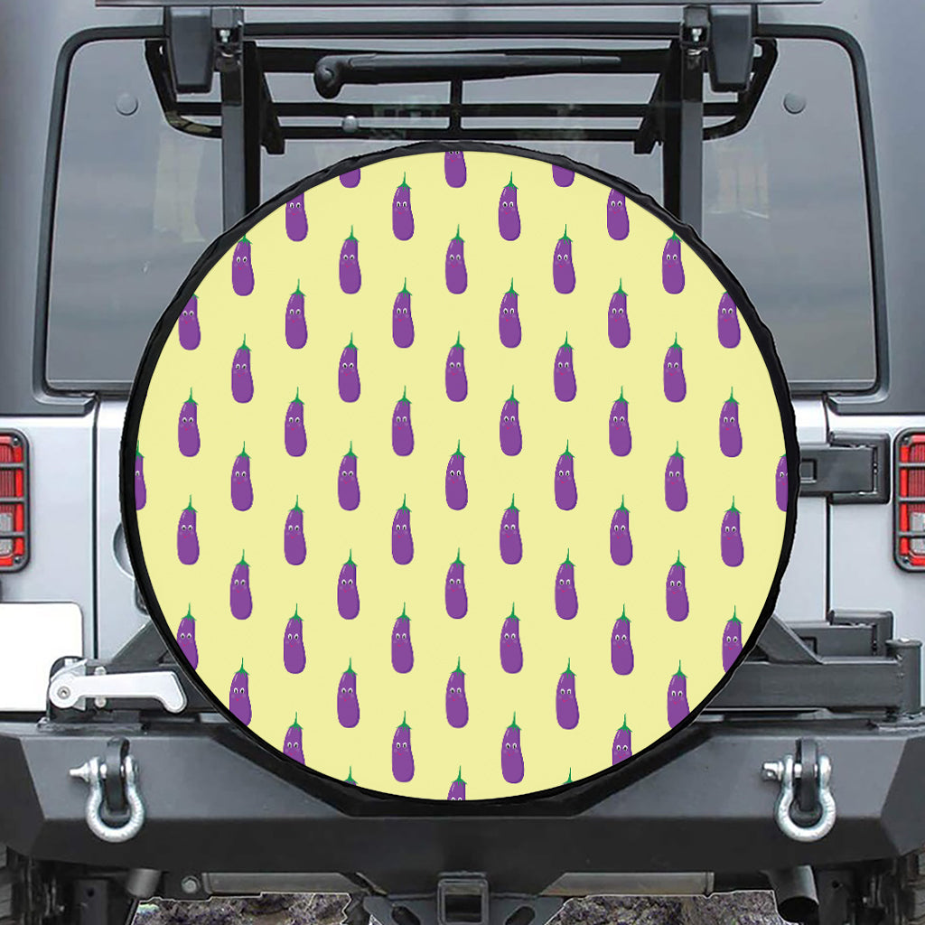Cute Eggplant Pattern Print Tire Cover