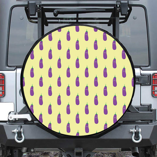 Cute Eggplant Pattern Print Tire Cover