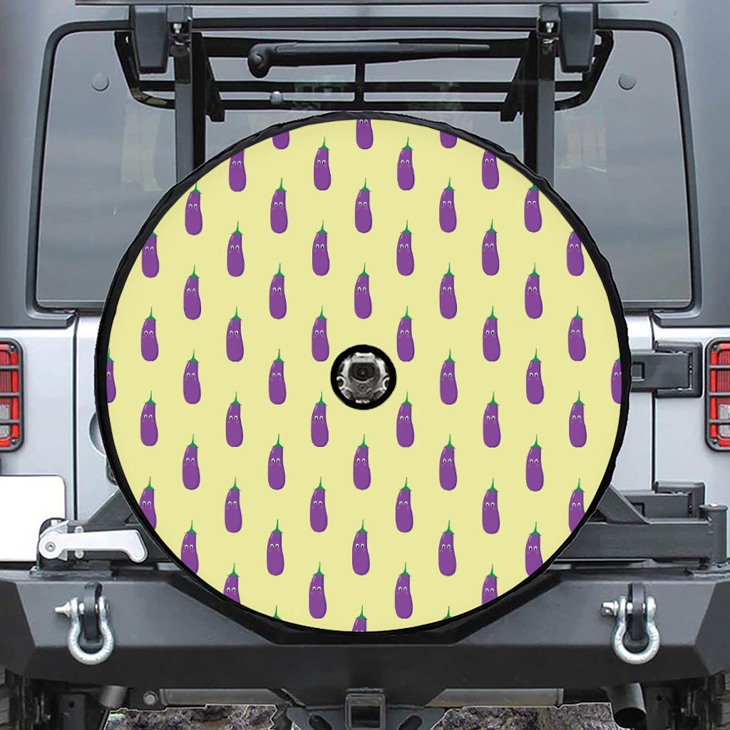 Cute Eggplant Pattern Print Tire Cover With Camera Hole