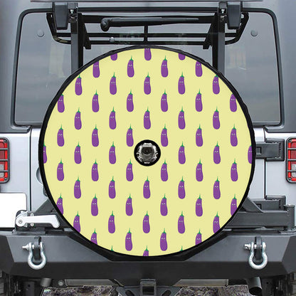 Cute Eggplant Pattern Print Tire Cover With Camera Hole