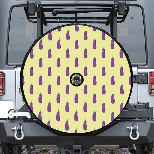 Cute Eggplant Pattern Print Tire Cover With Camera Hole