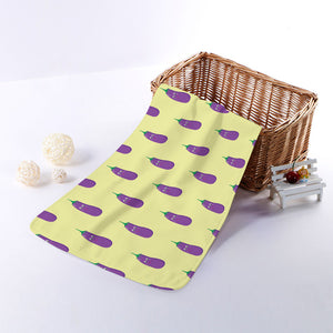 Cute Eggplant Pattern Print Towel