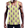 Cute Eggplant Pattern Print Men's Workout Tank Top