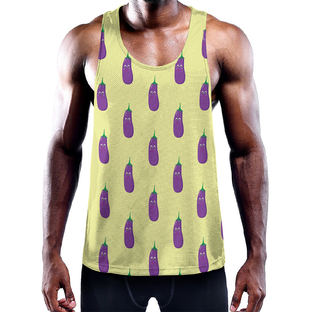 Cute Eggplant Pattern Print Training Tank Top