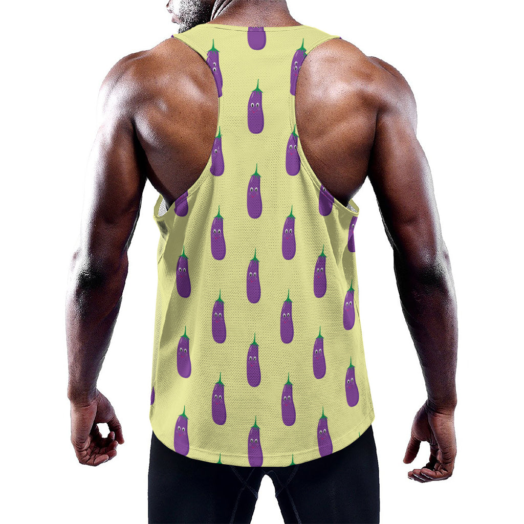 Cute Eggplant Pattern Print Training Tank Top