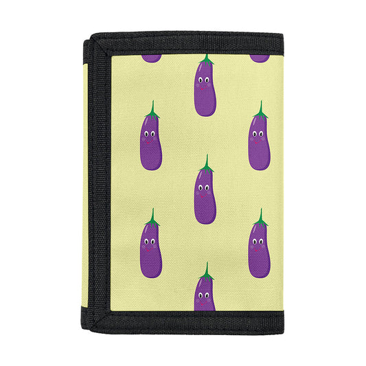 Cute Eggplant Pattern Print Trifold Wallet
