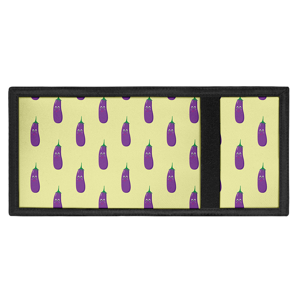 Cute Eggplant Pattern Print Trifold Wallet