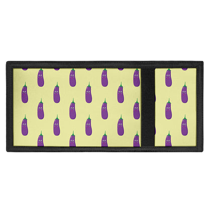 Cute Eggplant Pattern Print Trifold Wallet