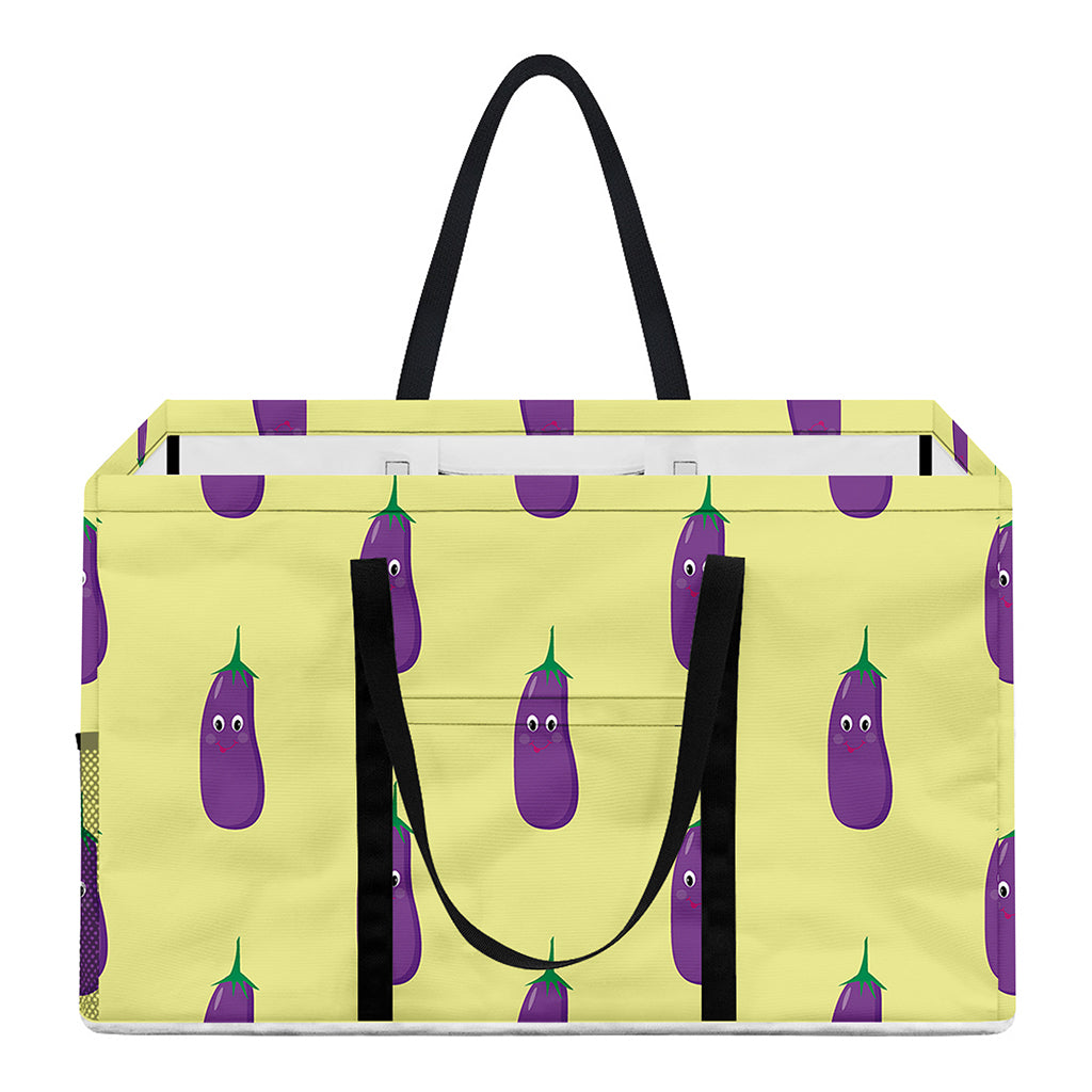 Cute Eggplant Pattern Print Utility Tote Bag