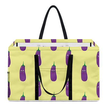 Cute Eggplant Pattern Print Utility Tote Bag