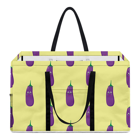 Cute Eggplant Pattern Print Utility Tote Bag