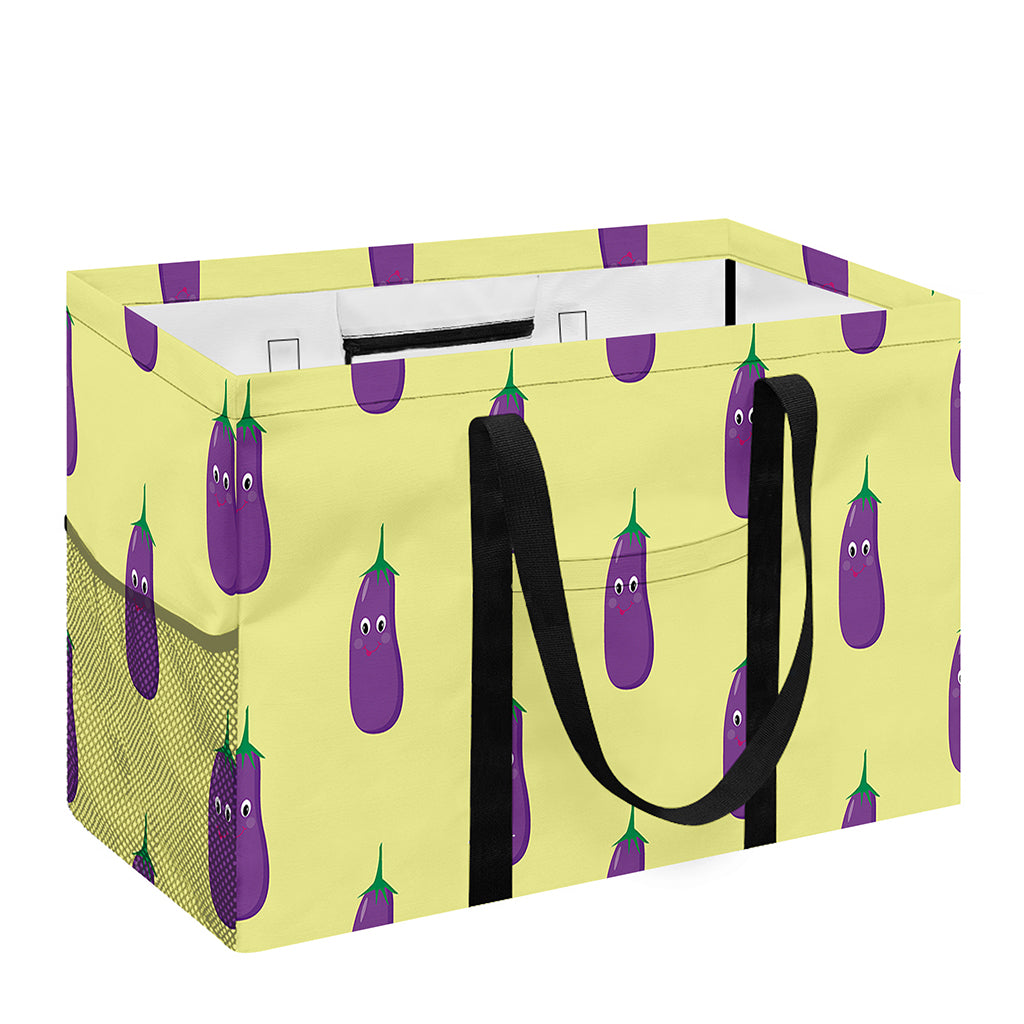 Cute Eggplant Pattern Print Utility Tote Bag