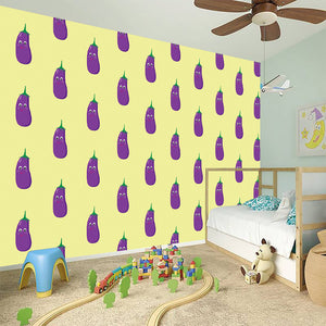 Cute Eggplant Pattern Print Wall Sticker