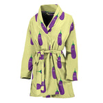 Cute Eggplant Pattern Print Women's Bathrobe