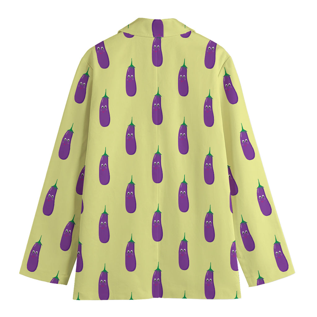 Cute Eggplant Pattern Print Women's Blazer