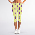 Cute Eggplant Pattern Print Women's Capri Leggings