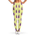 Cute Eggplant Pattern Print Women's Leggings