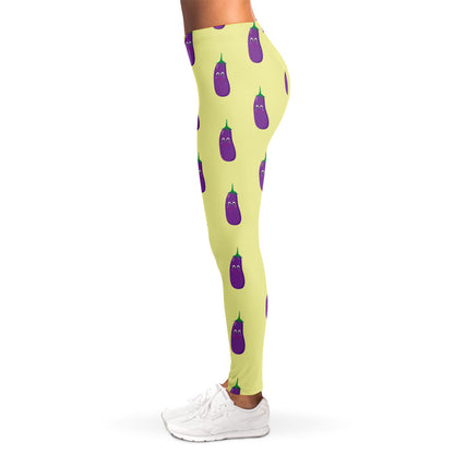 Cute Eggplant Pattern Print Women's Leggings