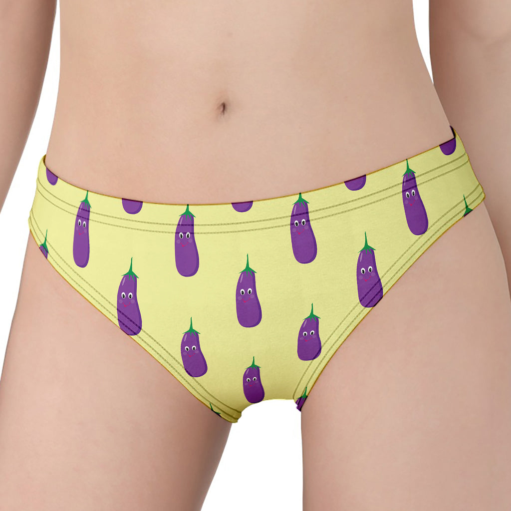 Cute Eggplant Pattern Print Women's Panties