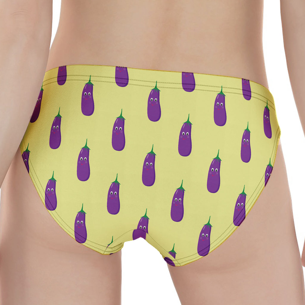 Cute Eggplant Pattern Print Women's Panties