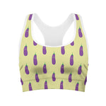 Cute Eggplant Pattern Print Women's Sports Bra