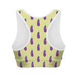 Cute Eggplant Pattern Print Women's Sports Bra