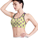 Cute Eggplant Pattern Print Women's Sports Bra