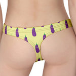 Cute Eggplant Pattern Print Women's Thong