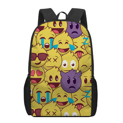 Cute Emoji Pattern Print 17 Inch Backpack