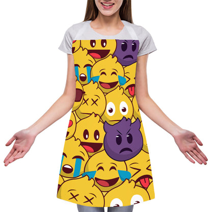 Cute Emoji Pattern Print Adjustable Apron