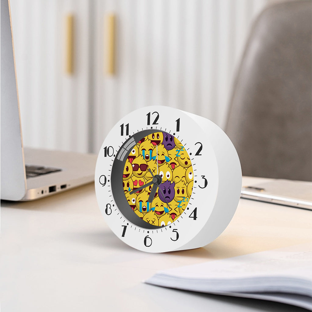 Cute Emoji Pattern Print Alarm Clock