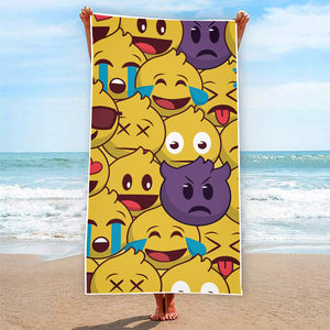 Cute Emoji Pattern Print Beach Towel