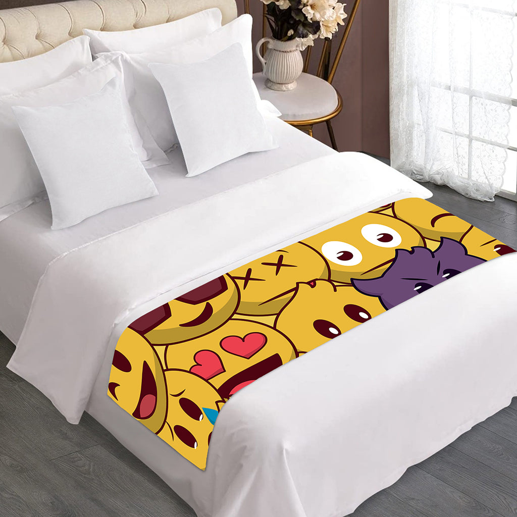 Cute Emoji Pattern Print Bed Runner