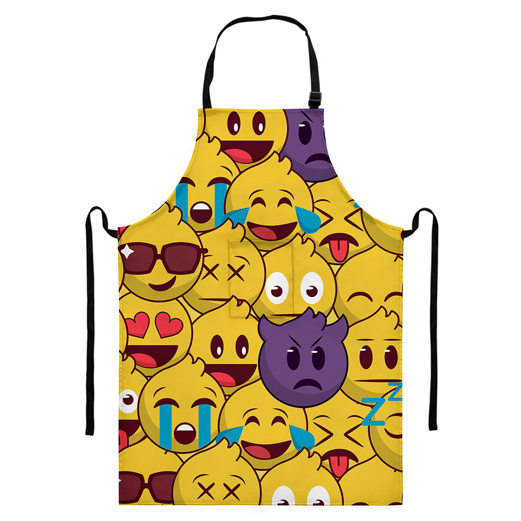 Cute Emoji Pattern Print Bib Apron With Pocket