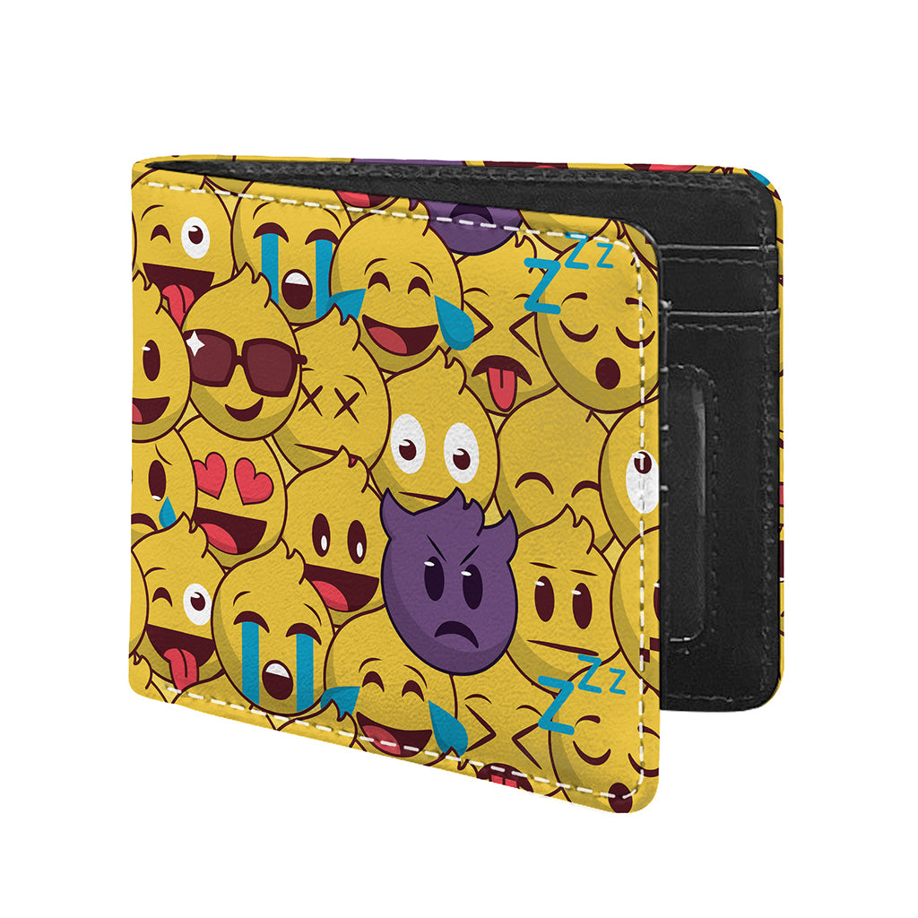 Cute Emoji Pattern Print Bifold Wallet