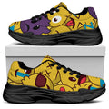 Cute Emoji Pattern Print Black Chunky Shoes