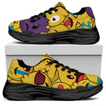 Cute Emoji Pattern Print Black Chunky Shoes