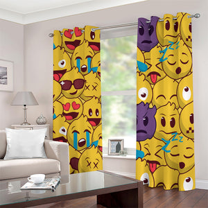 Cute Emoji Pattern Print Blackout Grommet Curtains