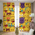 Cute Emoji Pattern Print Dimout Pencil Pleat Curtains