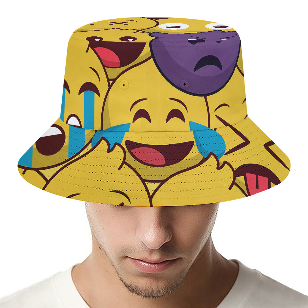 Cute Emoji Pattern Print Bucket Hat