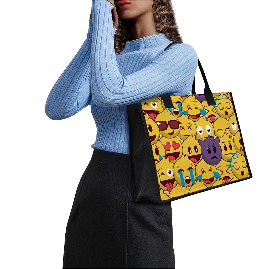 Cute Emoji Pattern Print Canvas Tote Bag