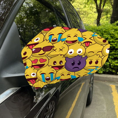 Cute Emoji Pattern Print Car Side Mirror Covers