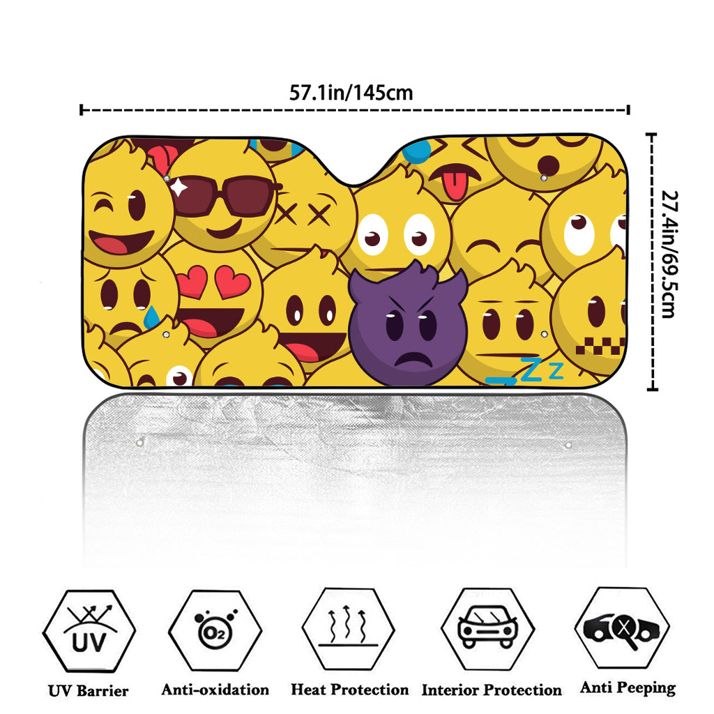 Cute Emoji Pattern Print Car Windshield Sun Shade